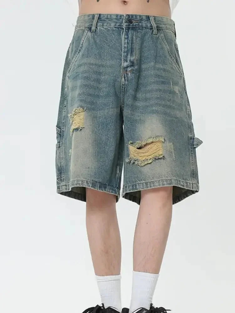 Men's Distressed High - Waist Denim Shorts - Update AvenueTrendsi100400730607215100400730607215Men's Distressed High - Waist Denim ShortsLight Blue