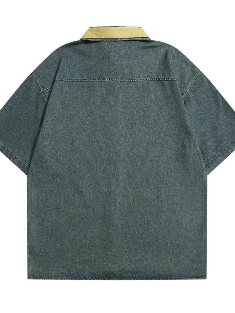 Men's Embroidered Button Up Denim Shirt - Update AvenueTrendsi100400333199579100400333199579Men's Embroidered Button Up Denim ShirtNavy Blue
