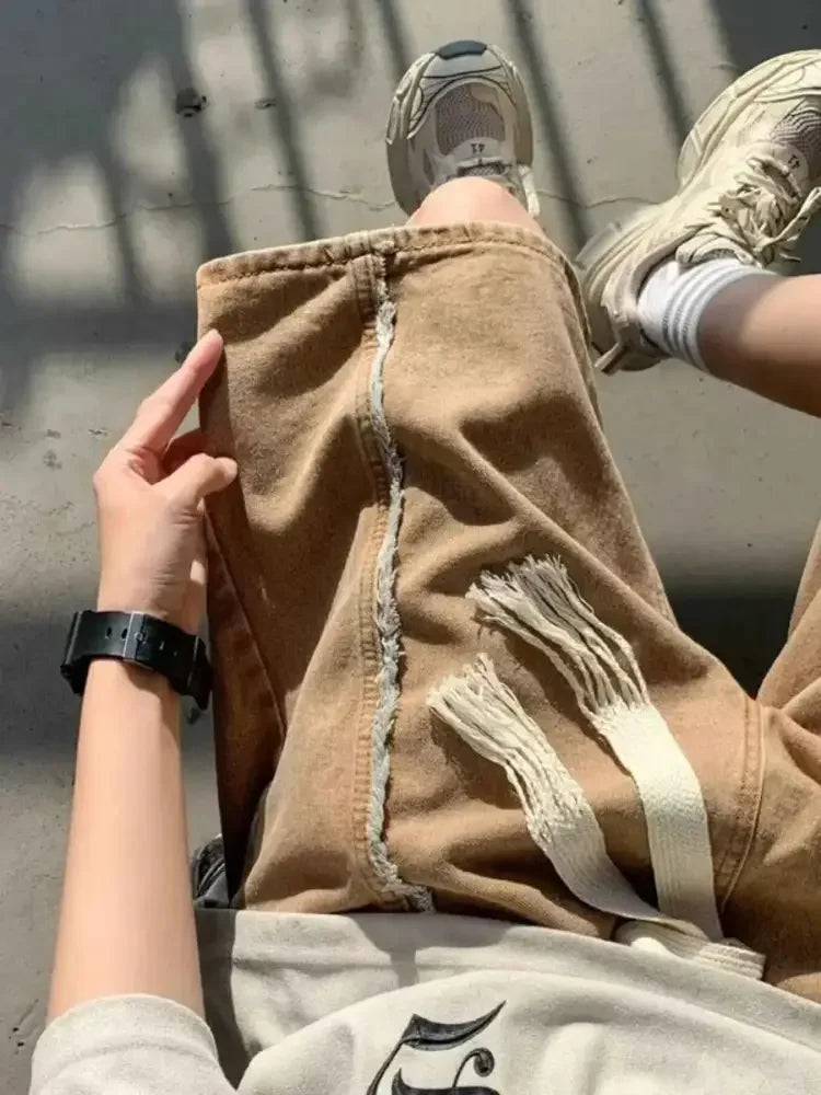Men's Full Size Drawstring Denim Shorts with Pockets Plus Size