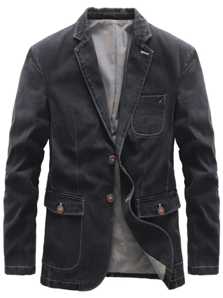 Men's Full Size Lapel Collar Long Sleeve Blazer Plus Size