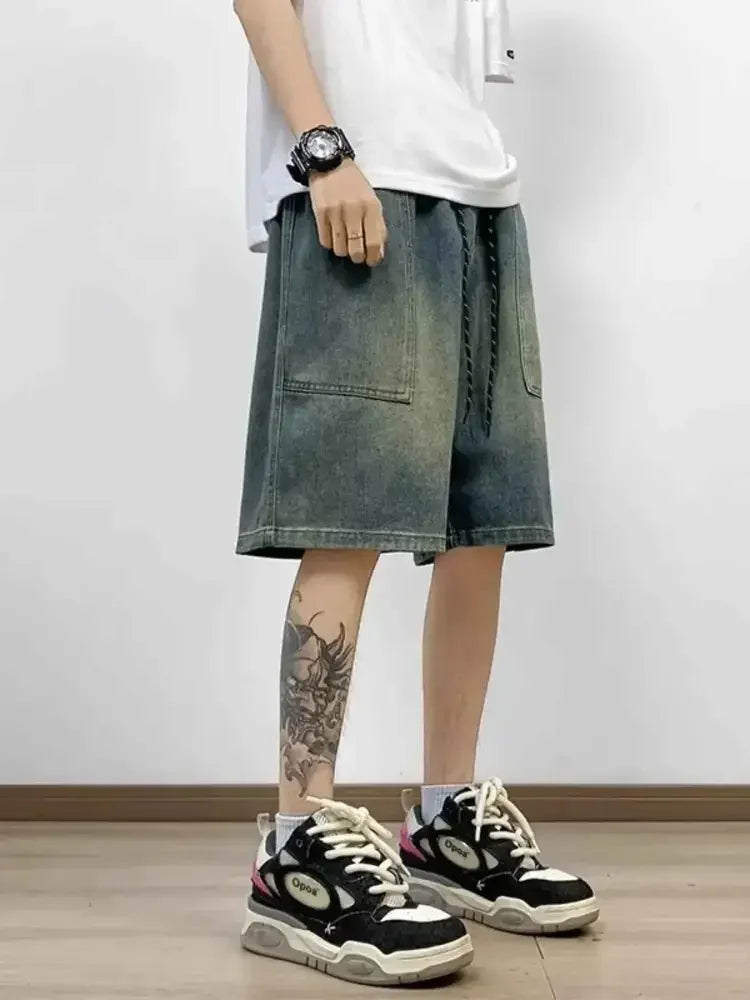 Men's Full Size Washed Loose Fit Denim Shorts Plus Size