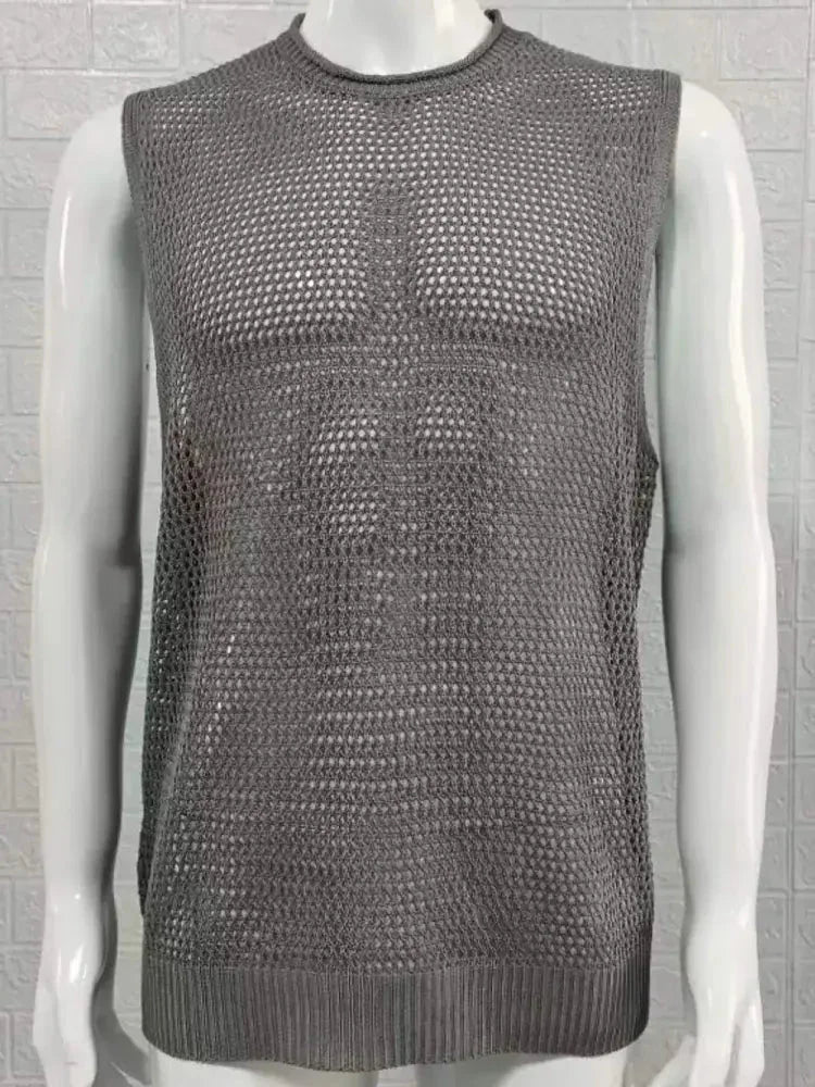 Men's Openwork Round Neck Sleeveless Knit Top - Update AvenueTrendsi1004006185692191004006185692198fd39621 - 7989 - 4c0f - 8138 - ae6d9a3adade - MaxGray