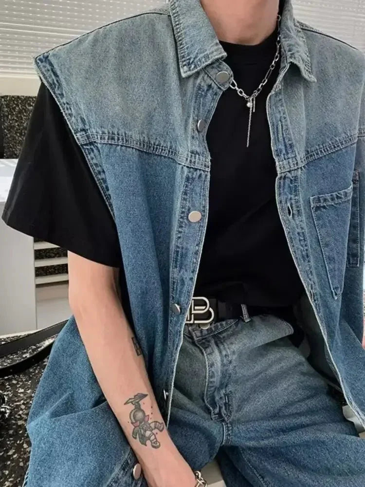 Men's Plus Size Button Up Vest and Shorts Denim Set - Update AvenueTrendsi100400208227863100400208227863Men's Plus Size Button Up Vest and Shorts Denim SetLight Blue