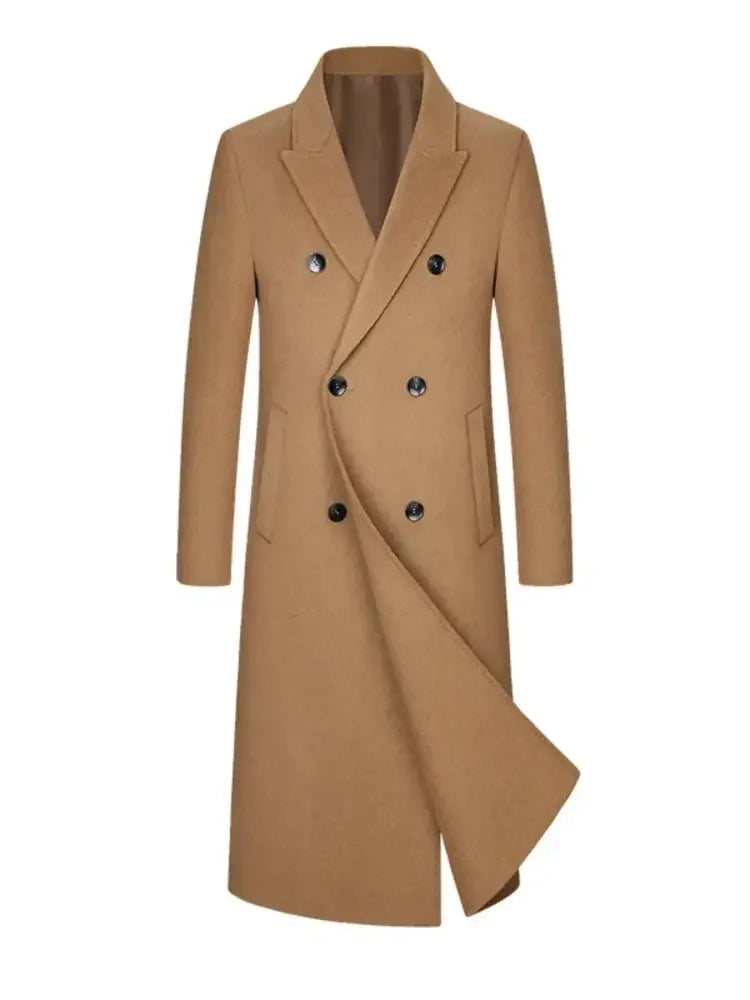 Men's Plus Size Double-Breasted Longline Coat