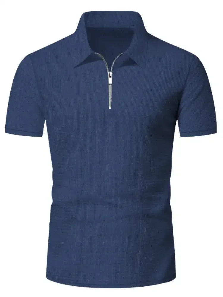 Men's Plus Size Quarter Zip Short Sleeve Top and Shorts Set