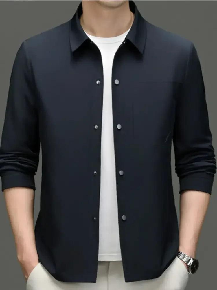 Men's Plus Size Snap Down Long Sleeve Jacket