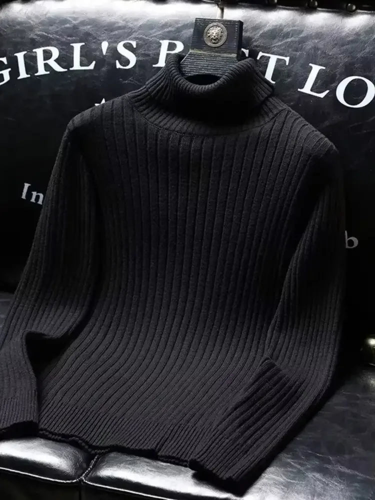 Men's Ribbed Turtleneck Long Sleeve Sweater