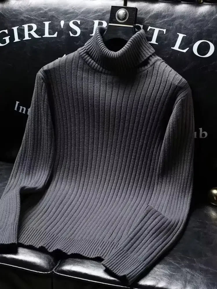 Men's Ribbed Turtleneck Long Sleeve Sweater