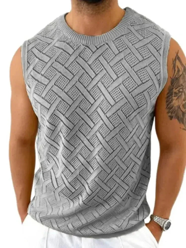 Men's Round Neck Sleeveless Eyelet Knit Top - Update AvenueTrendsi100400236278004100400236278004ecda4768 - 7e6a - 495e - a14f - 01554912ad0a - MaxGray