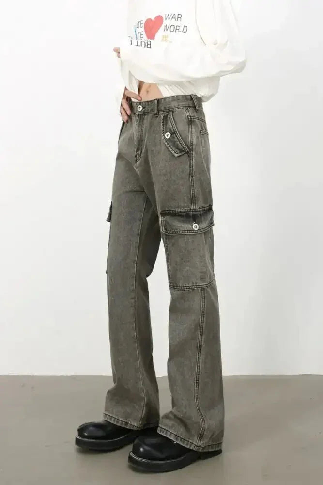 Men's Straight Leg Jeans with Cargo Pockets - Update AvenueTrendsi100400285690136100400285690136Men's Straight Leg Jeans with Cargo PocketsDark Gray
