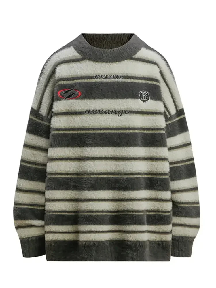 Men's Striped Round Neck Long Sleeve Sweater