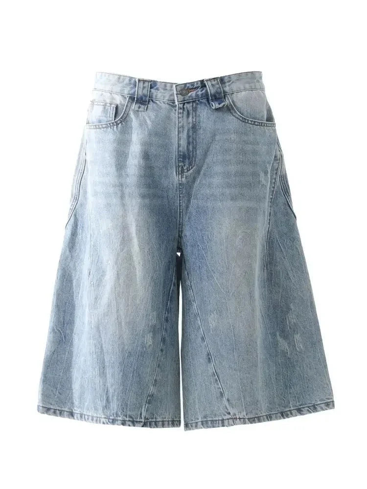 Men's Vintage Washed Wide Leg Denim Shorts - Update AvenueTrendsi100400845271611100400845271611Men's Vintage Washed Wide Leg Denim ShortsLight Blue