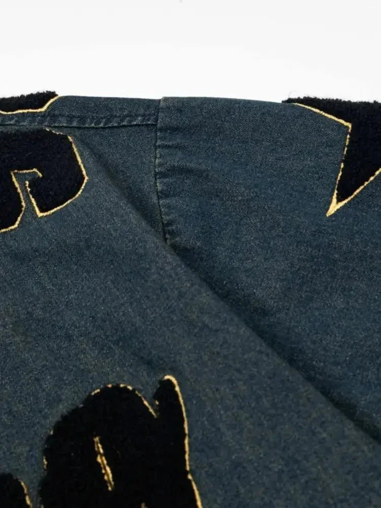 Men's Washed Baseball Collar Denim Shirt with Embroidered Detail - Update AvenueTrendsi100400601643671100400601643671Men's Washed Baseball Collar Denim Shirt with Embroidered DetailDark