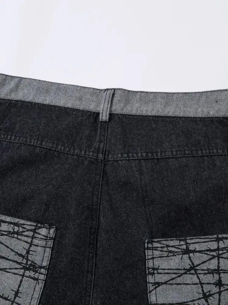 Men's Wide Leg Cargo Jeans with Contrast Panels - Update AvenueTrendsi100400787139161100400787139161Men's Wide Leg Cargo Jeans with Contrast PanelsBlack