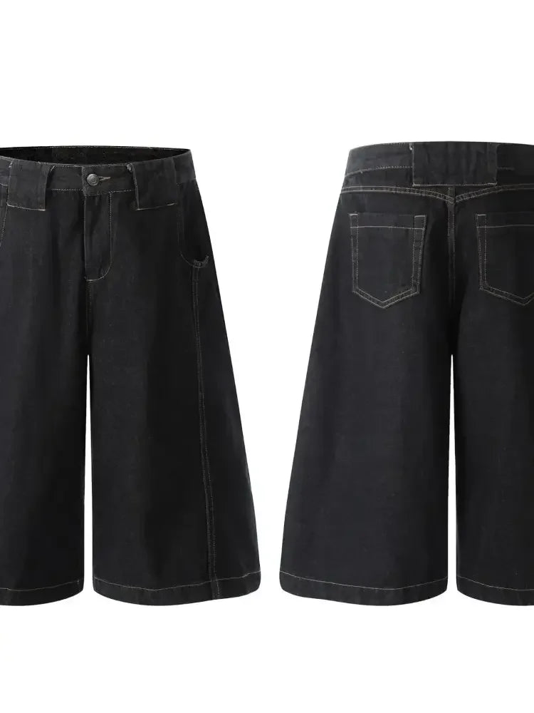 Men's Wide Leg Denim Shorts