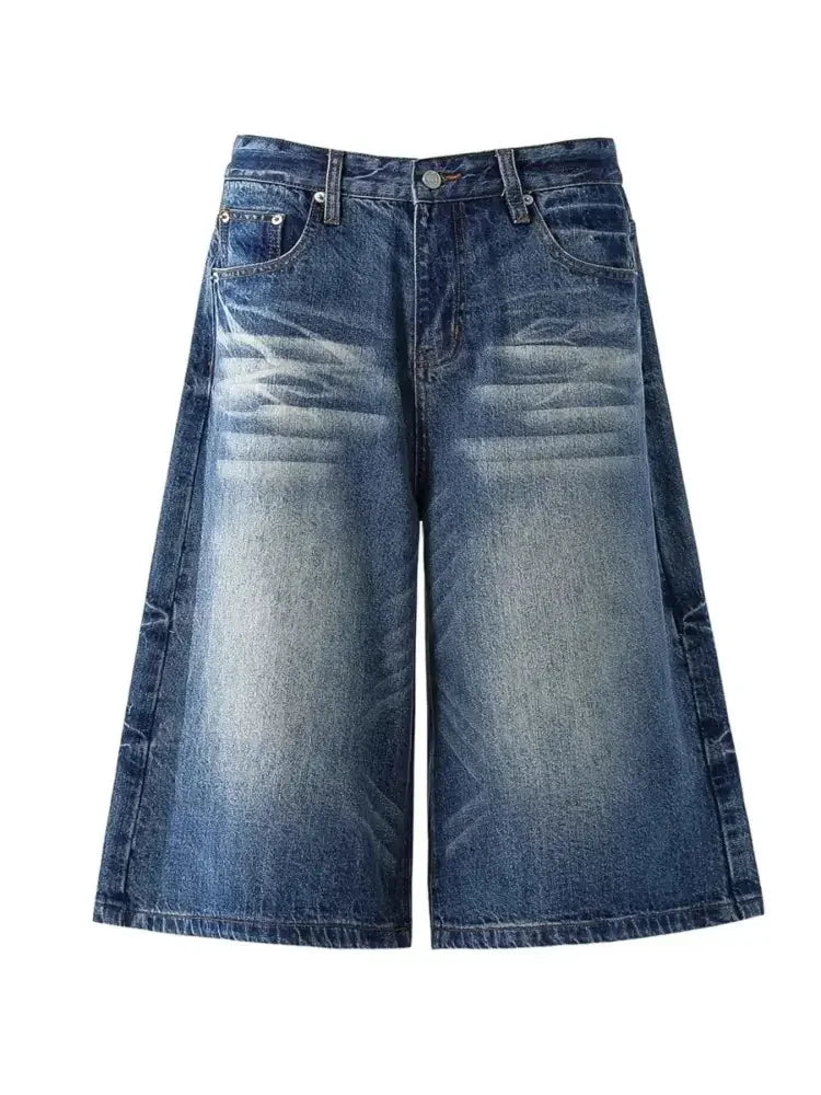 Men's Wide-Leg Denim Shorts