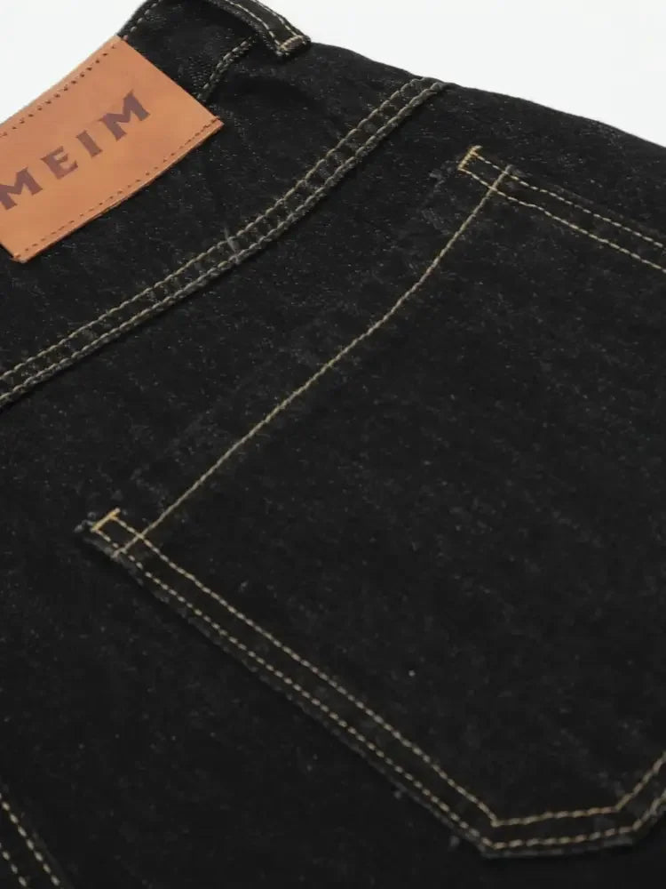 Men's Wide-Leg Denim Shorts with Contrast Stitching