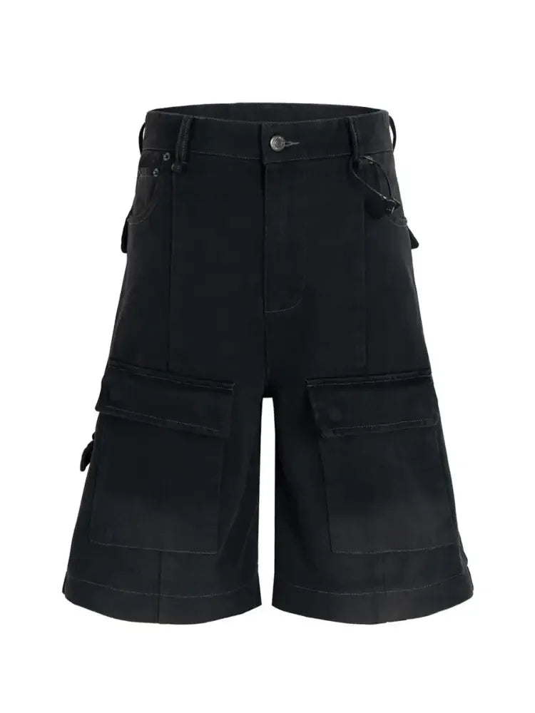 Men's Wide Leg Detachable Cargo Jeans with Multi-Pockets