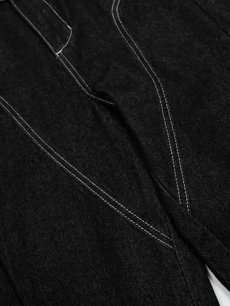 Men's Wide-Leg Jeans with Contrast Stitching