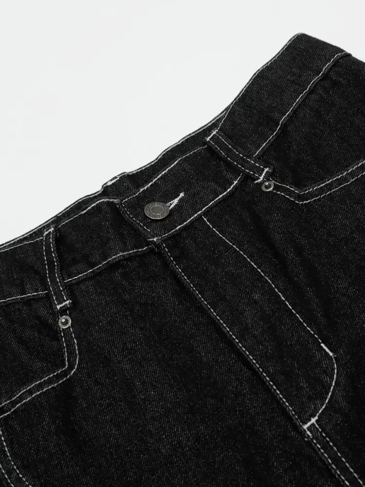 Men's Wide-Leg Jeans with Contrast Stitching