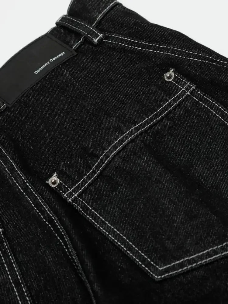 Men's Wide-Leg Jeans with Contrast Stitching