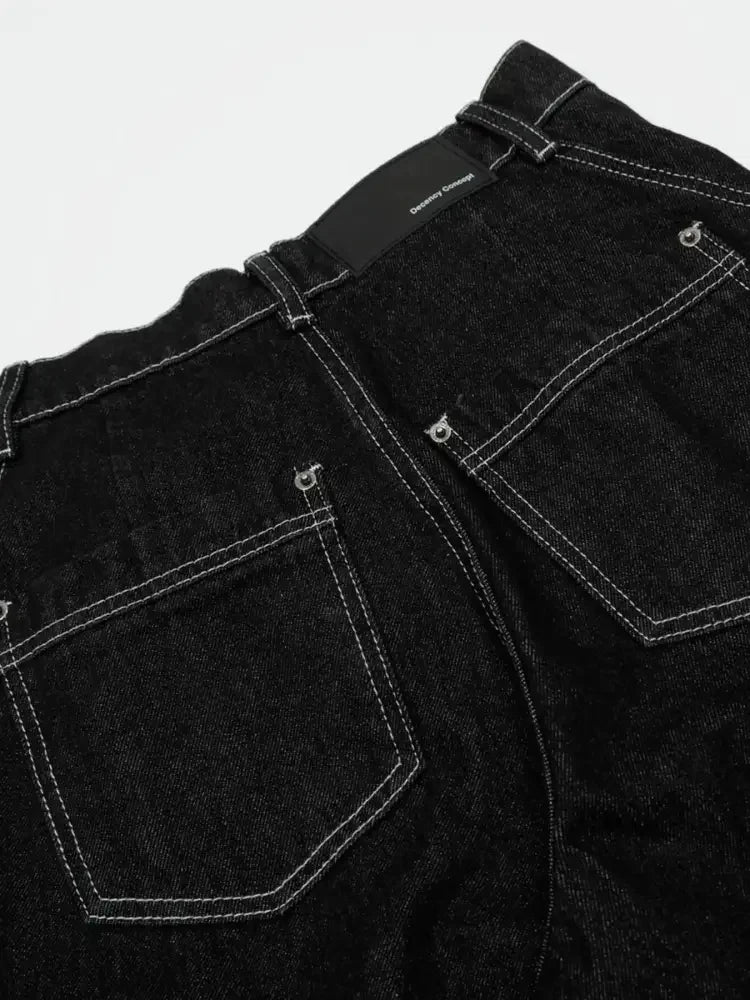 Men's Wide-Leg Jeans with Contrast Stitching
