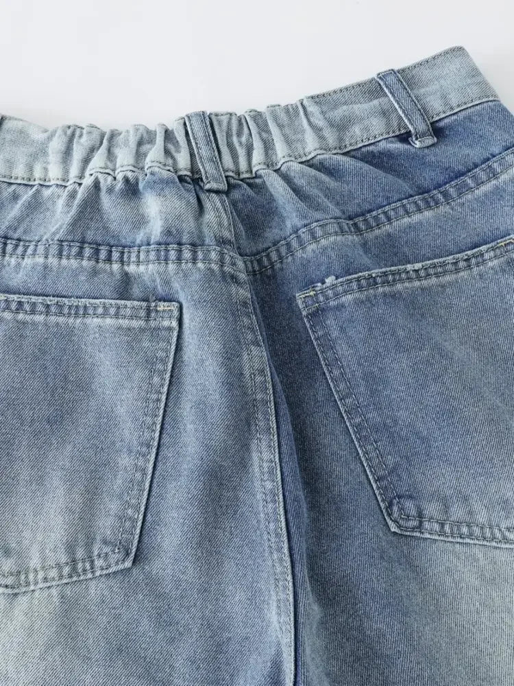 Men's Wide-Leg Vintage Wash Denim Jeans