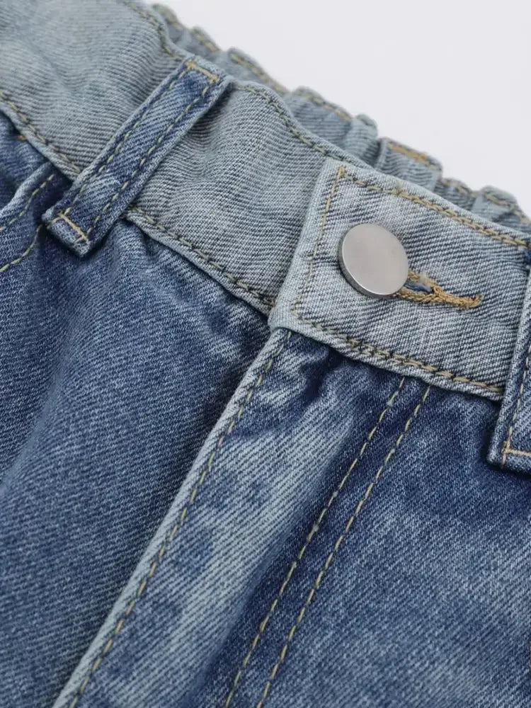 Men's Wide-Leg Vintage Wash Denim Jeans