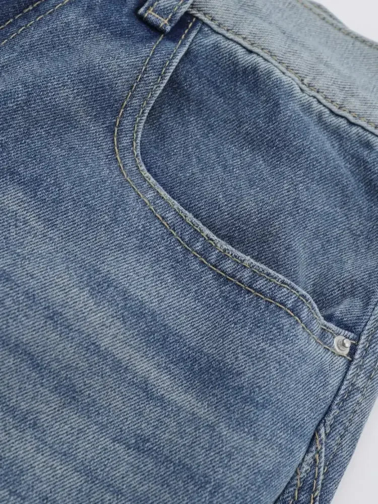 Men's Wide-Leg Vintage Wash Denim Jeans