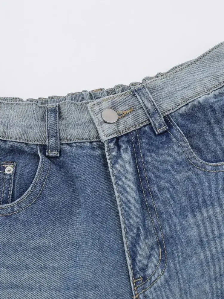 Men's Wide-Leg Vintage Wash Denim Jeans