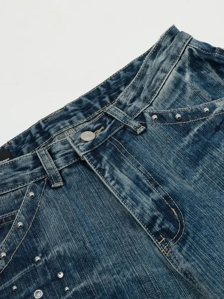 Men's Wide-Leg Vintage Wash Jeans