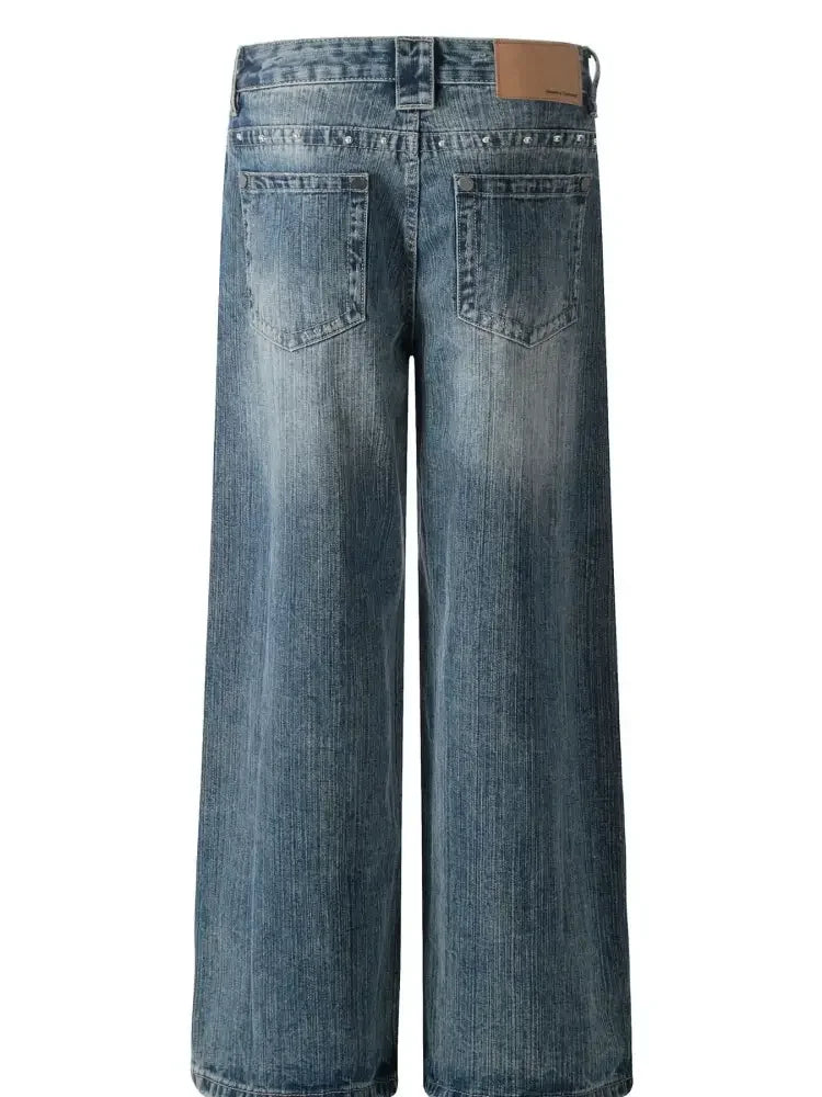 Men's Wide-Leg Vintage Wash Jeans