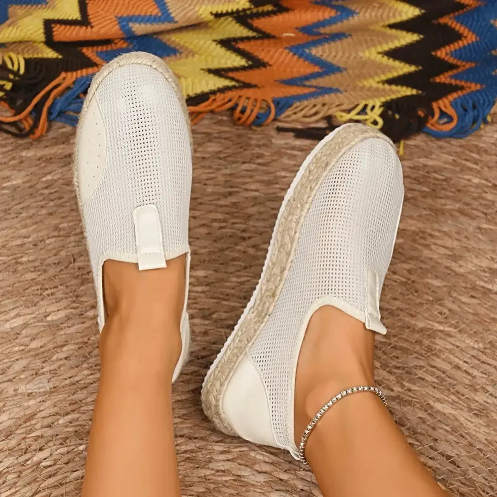 Mesh Espadrille Platform Slip-Ons
