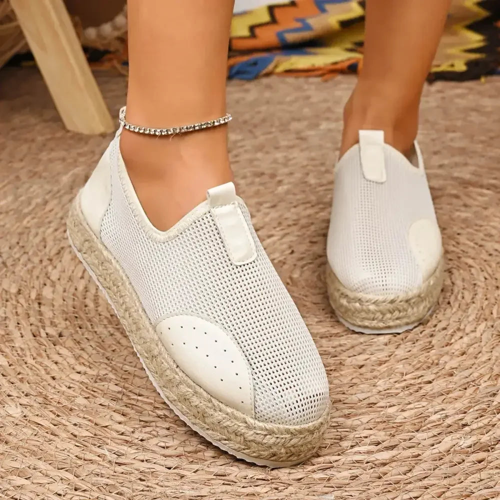 Mesh Espadrille Platform Slip-Ons