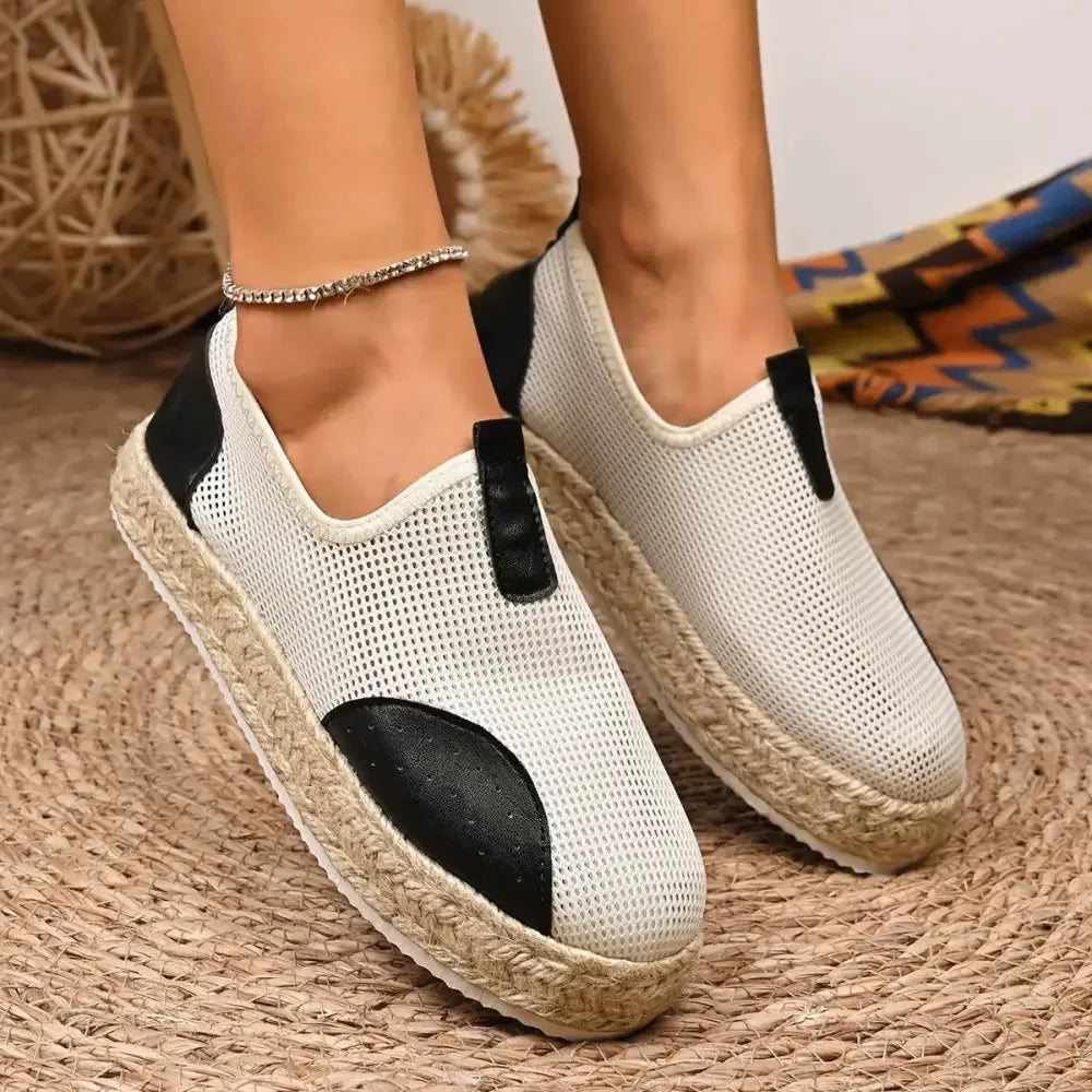 Mesh Espadrille Platform Slip-Ons