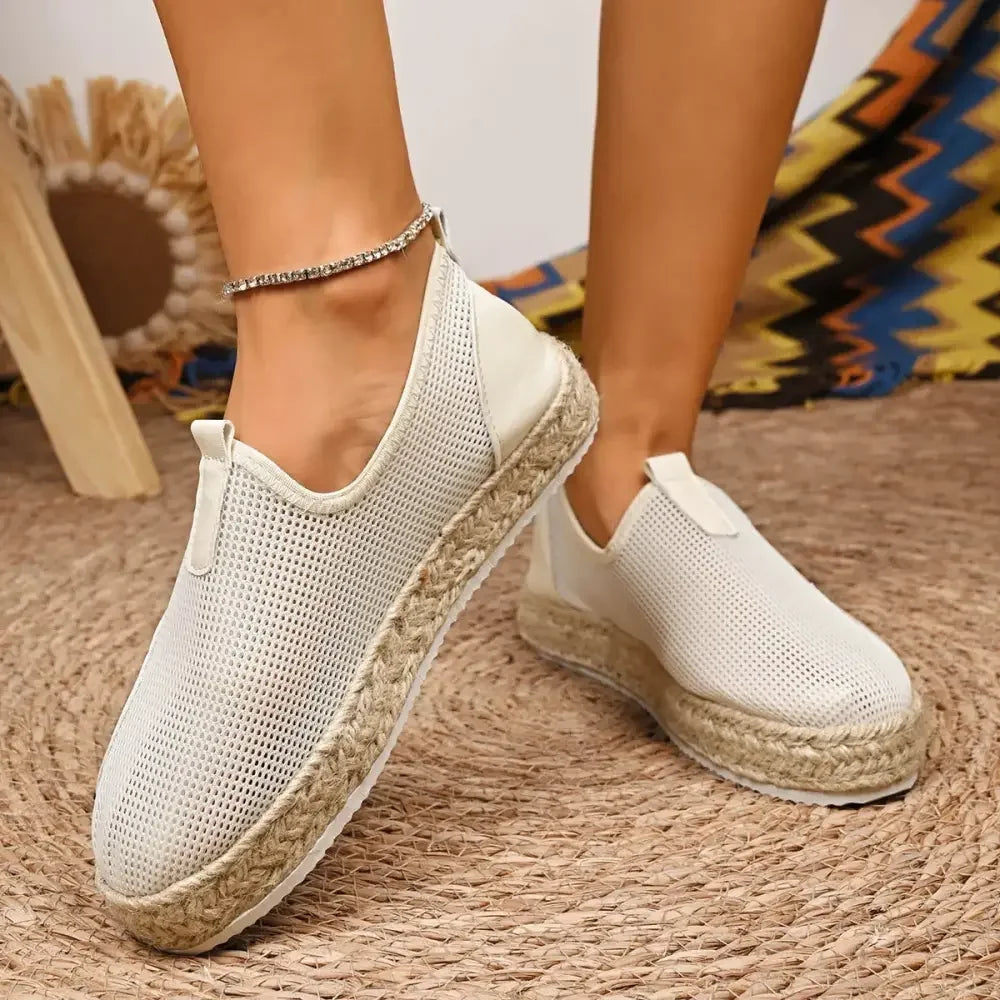 Mesh Espadrille Platform Slip-Ons