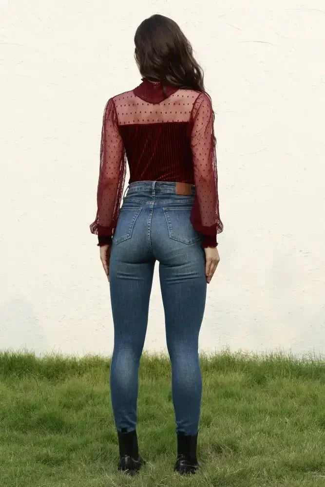 Mesh Long Sleeve Velvet Bodysuit - Update AvenueTrendsi1001011020253111001011020253116f820f062c244d1587dcc0b0dcc4696e - MaxBurgundy