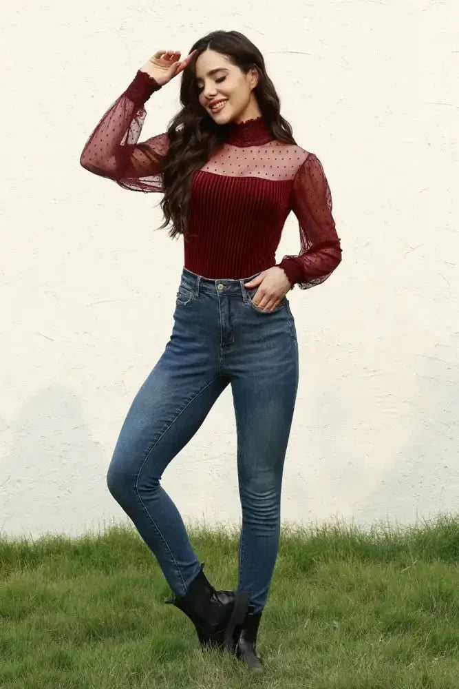 Mesh Long Sleeve Velvet Bodysuit - Update AvenueTrendsi100101102025311100101102025311f7156600c3a24444a4c32e36ec9017bd - MaxBurgundy