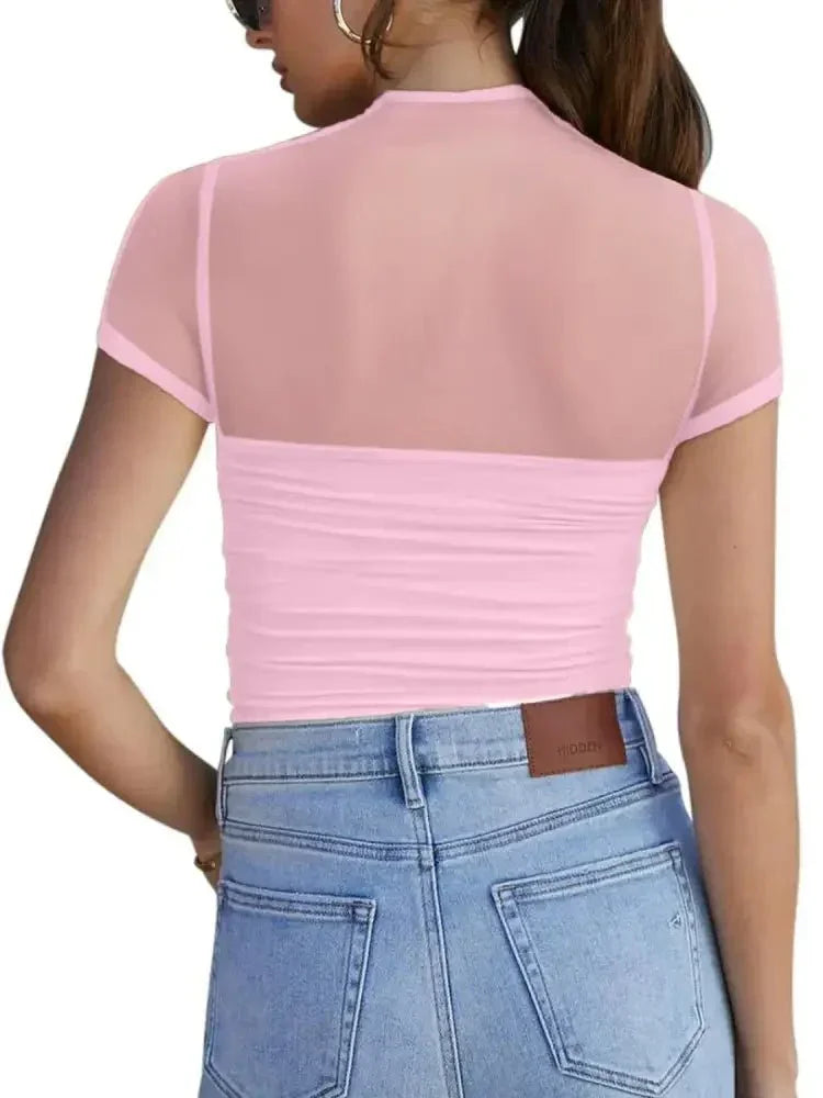 Mesh Mock Neck Short Sleeve T-Shirt - Update AvenueT-ShirtsTrendsi100100189880724100100189880724de362e6f - 905e - 4fa6 - 9456 - 1a9a5b83cb87 - Max - OriginPink