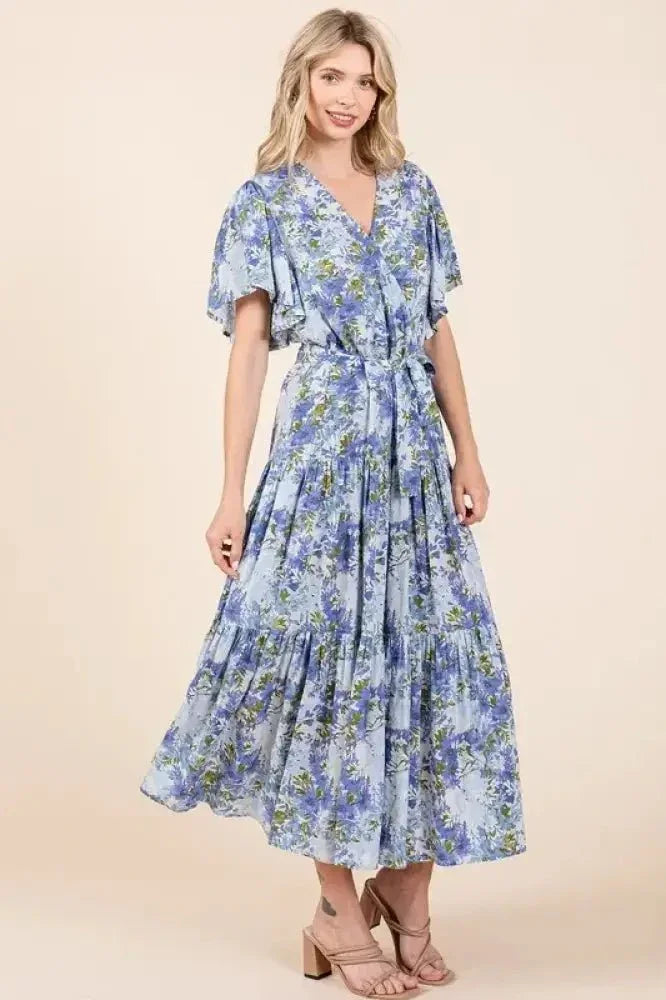 Mittoshop Floral Tie Waist Flutter Sleeve Tiered Dress - Update AvenueVacation StyleTrendsi100100269441356100100269441356e6119365 - 2061 - 4784 - 9a99 - 06122b62efff - MaxDusty Blue