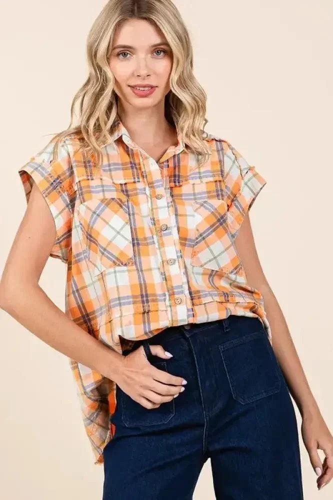 Mittoshop Mineral Wash Plaid Button Down Shirt - Update AvenueTrendsi10010053968168710010053968168734d75852 - 177e - 4856 - 8f39 - f141c4980803 - MaxSherbet