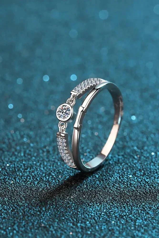 Moissanite Cutout Rhodium - Plated Ring - Update AvenueRingTrendsi100100359296758100100359296758Moissanite Cutout Rhodium - Plated RingSilver