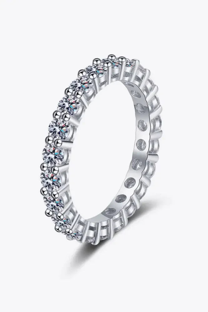 Moissanite Rhodium-Plated Ring