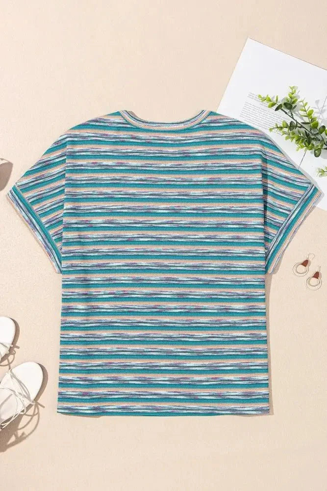Multicolour Striped Wide Sleeve Loose T Shirt - Update AvenueT-ShirtsTrendsi100100533483219100100533483219963b8b7f - a2b9 - 456c - a672 - e05a05ac0332 - Max - OriginTeal