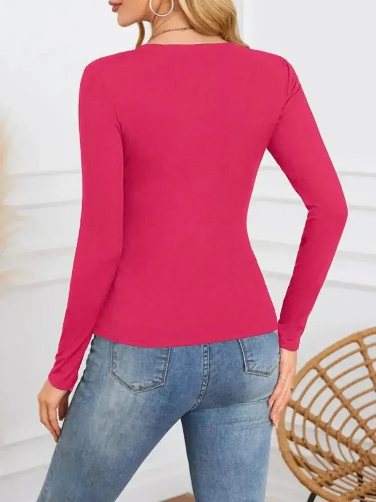 Notched Long Sleeve T-Shirt - Update AvenueT-ShirtsTrendsi100100839621664100100839621664583d5433 - 3b7b - 44ca - 9b50 - 7626cc9eabdf - Max - OriginHot Pink
