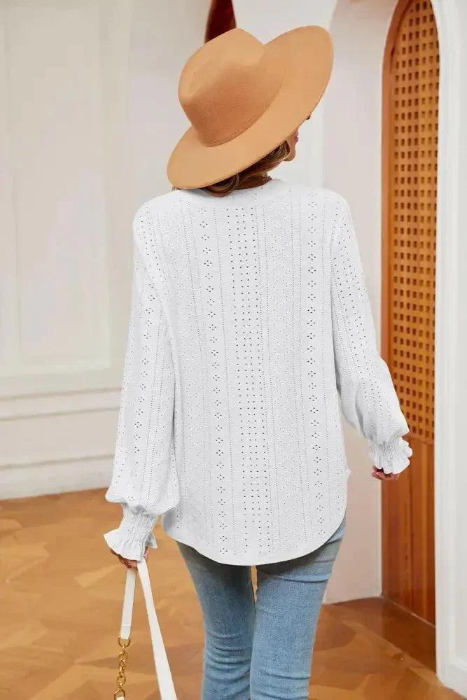 Notched Neck Flounce Sleeve Blouse - Update AvenueTrendsi1001012076131101001012076131104b5e9d0b11f04f4ab3b6257e5b6877c1 - MaxWhite