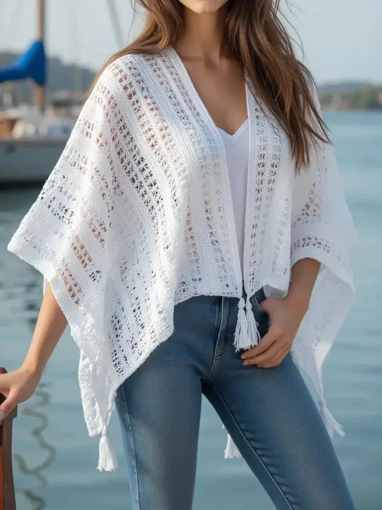 Openwork Tassel Open Front Knit Cover Up - Update AvenueBoho VibesTrendsi100100439308311100100439308311a8f3e81d - 6366 - 4c8f - 8864 - 2e103a541929 - Max - OriginWhite