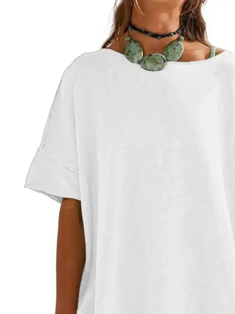 Oversized Round Neck Drop - Shoulder T-Shirt - Update AvenueT-ShirtsTrendsi10010045792105510010045792105507ee4bf2 - f7cb - 495b - ba12 - 36579634f558 - Max - OriginWhite