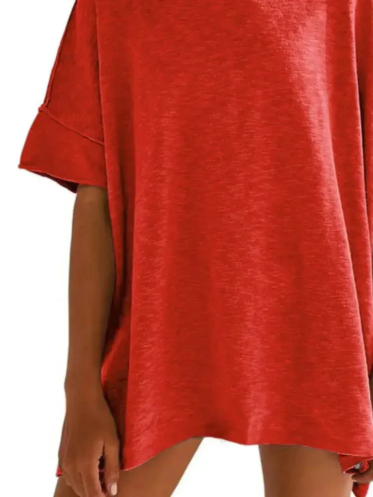 Oversized Round Neck Drop - Shoulder T-Shirt - Update AvenueT-ShirtsTrendsi100100457922273100100457922273e9f4050c - 3f78 - 48fe - a50f - 02ada07022a1 - Max - OriginWatermelon Red
