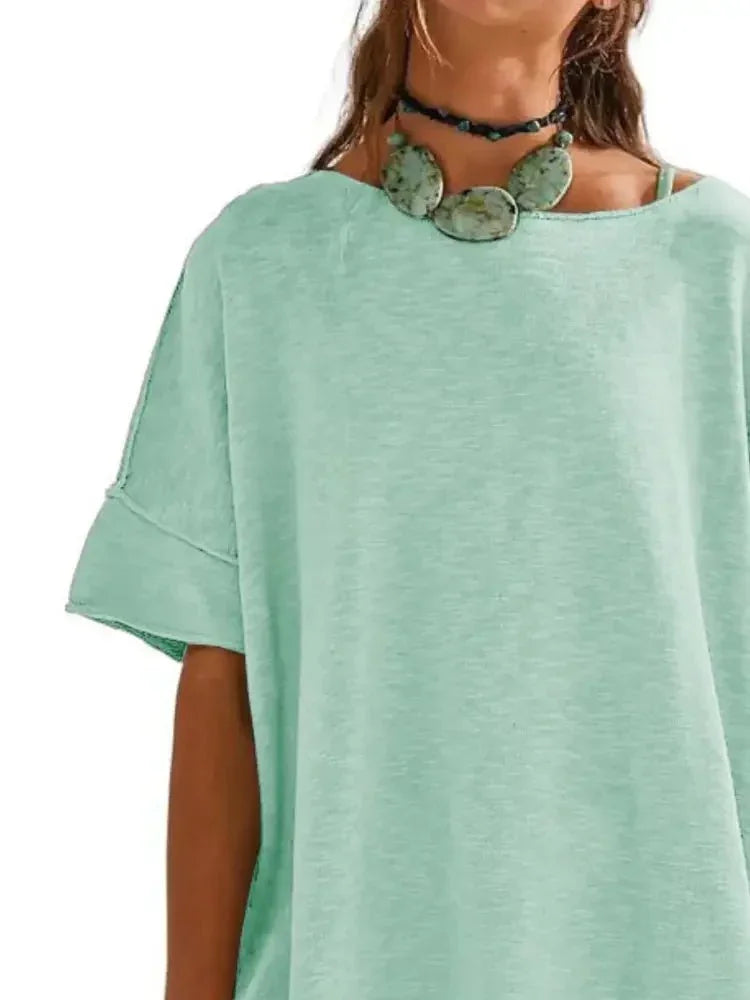 Oversized Round Neck Drop - Shoulder T-Shirt - Update AvenueT-ShirtsTrendsi100100457922716100100457922716c5139d45 - 4fe4 - 494c - a88f - 298bc920f64b - Max - OriginLight Green